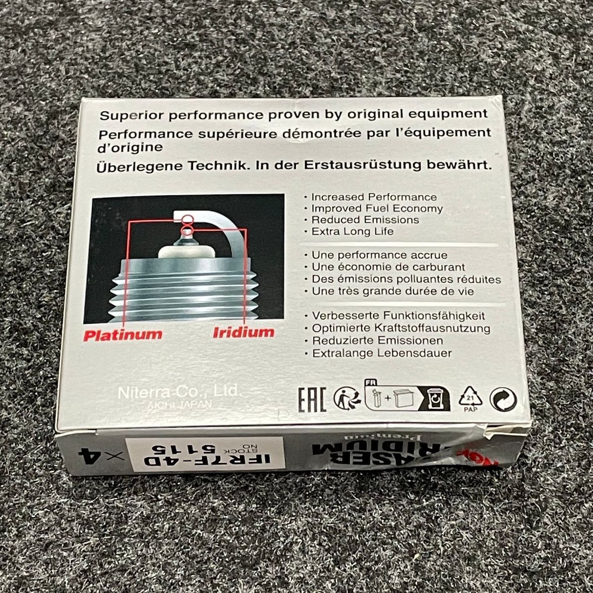 NGK IFR7F-4D Laser Iridium Spark Plugs 5115, Set of 4 - Photo 4