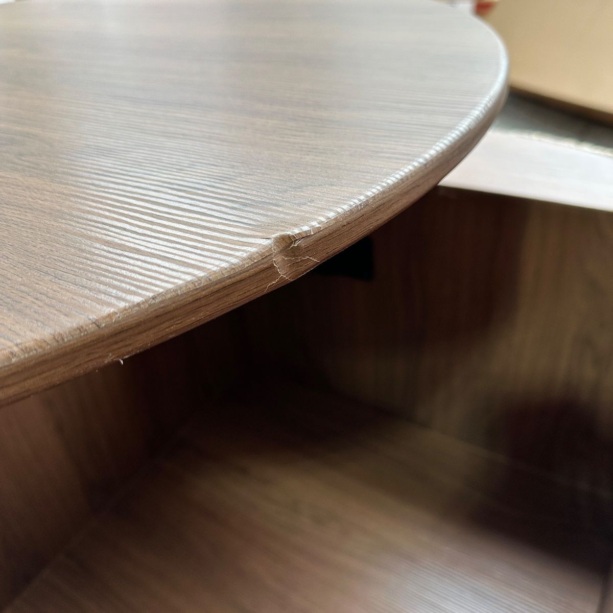 Round Woven Natural Fiber Coffee Table, 31.5" Walnut Top, Modern Boho - Photo 13