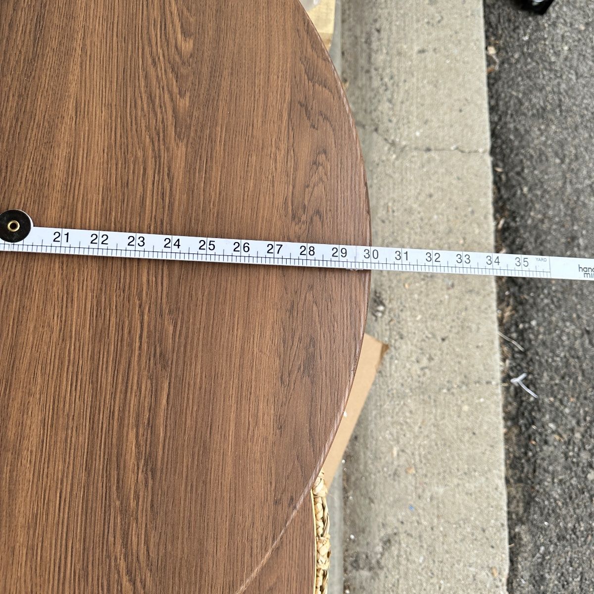 Round Woven Natural Fiber Coffee Table, 31.5" Walnut Top, Modern Boho - Photo 14