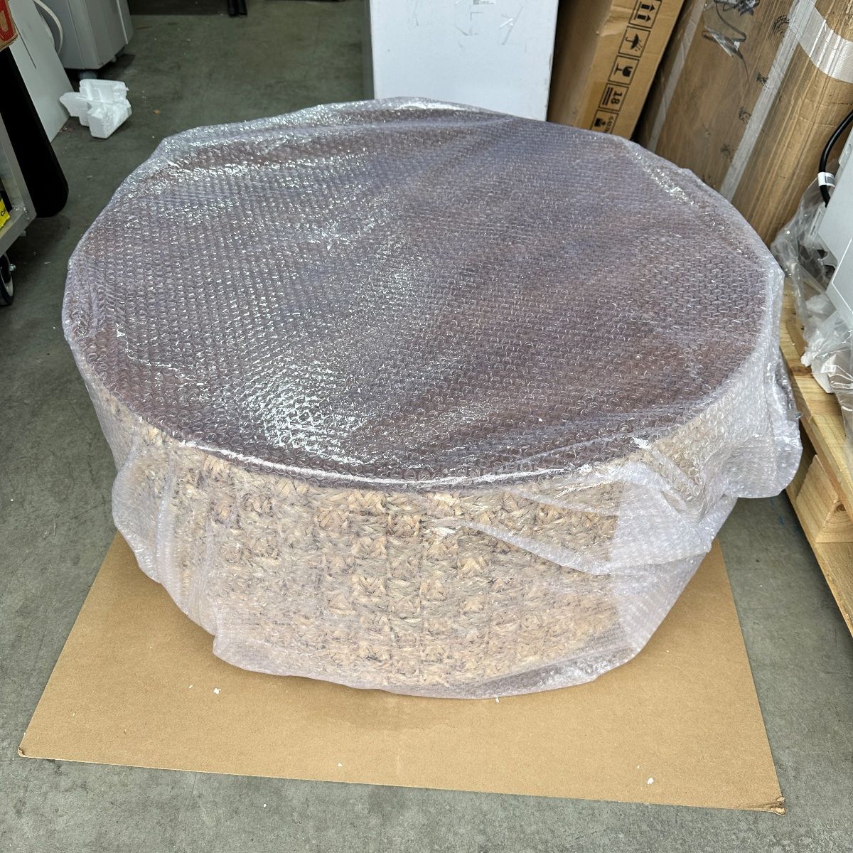 Round Woven Natural Fiber Coffee Table, 31.5" Walnut Top, Modern Boho - Photo 18