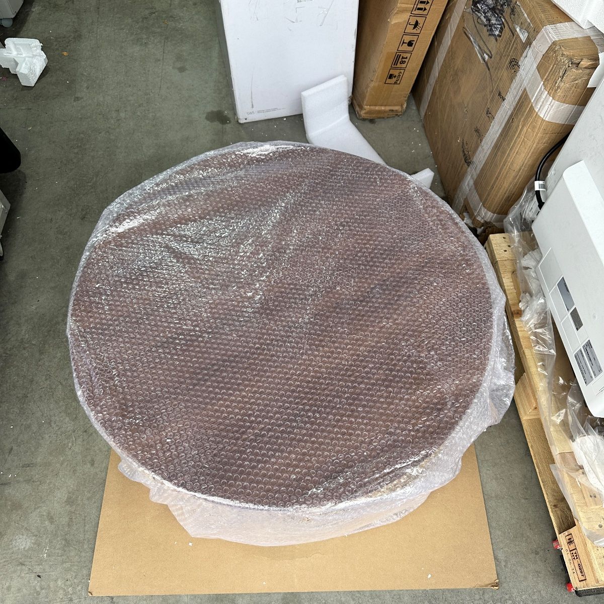 Round Woven Natural Fiber Coffee Table, 31.5" Walnut Top, Modern Boho - Photo 19