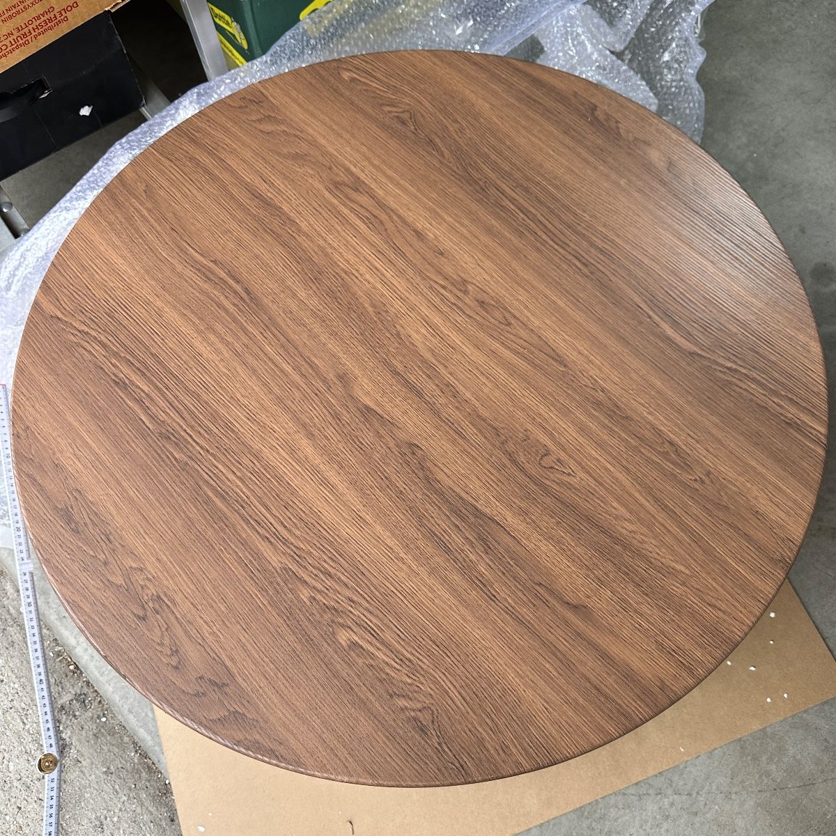 Round Woven Natural Fiber Coffee Table, 31.5" Walnut Top, Modern Boho - Photo 23