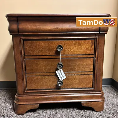 Solid Wood Nightstand CM750NSO – 3 Drawers, Heavy, High-End Walnut Finish at Furniture in new_open_box condition