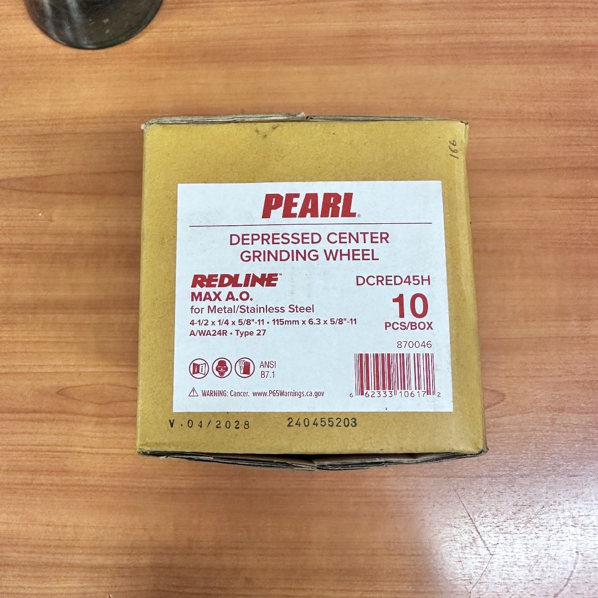 Pearl Redline DCRED45H Grinding Wheel 4.5"x1/4"x5/8"-11, Type 27, 10-Pack - Photo 2