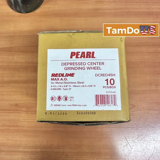 Pearl Redline DCRED45H Grinding Wheel 4.5"x1/4"x5/8"-11, Type 27, 10-Pack at TamDoUS Taylorsville