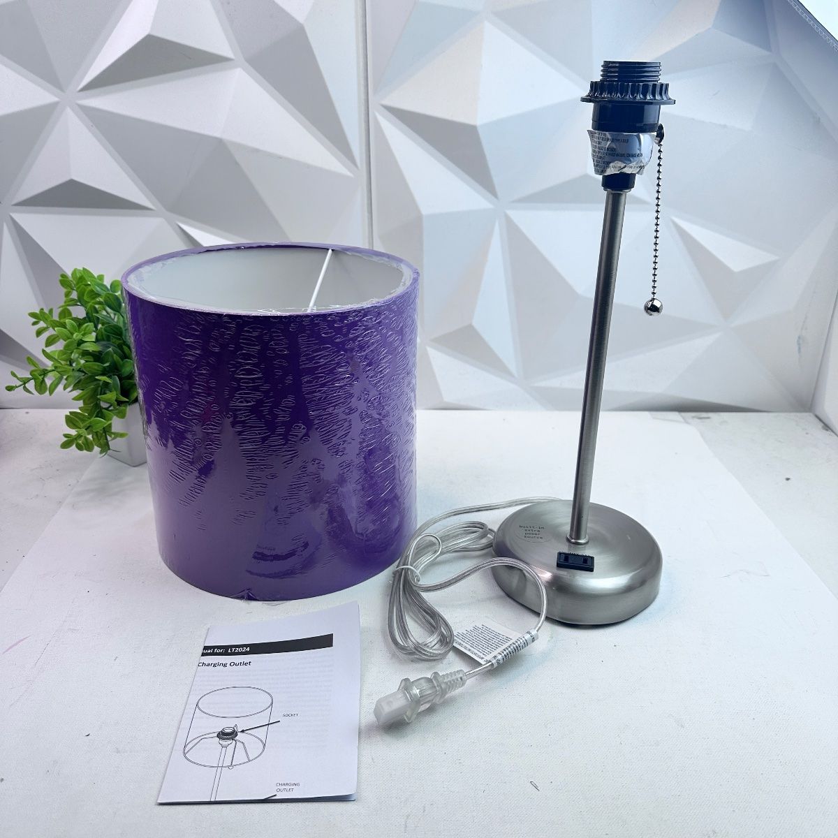LT2024 Table Lamp with Charging Outlet – Purple Shade - Photo 2