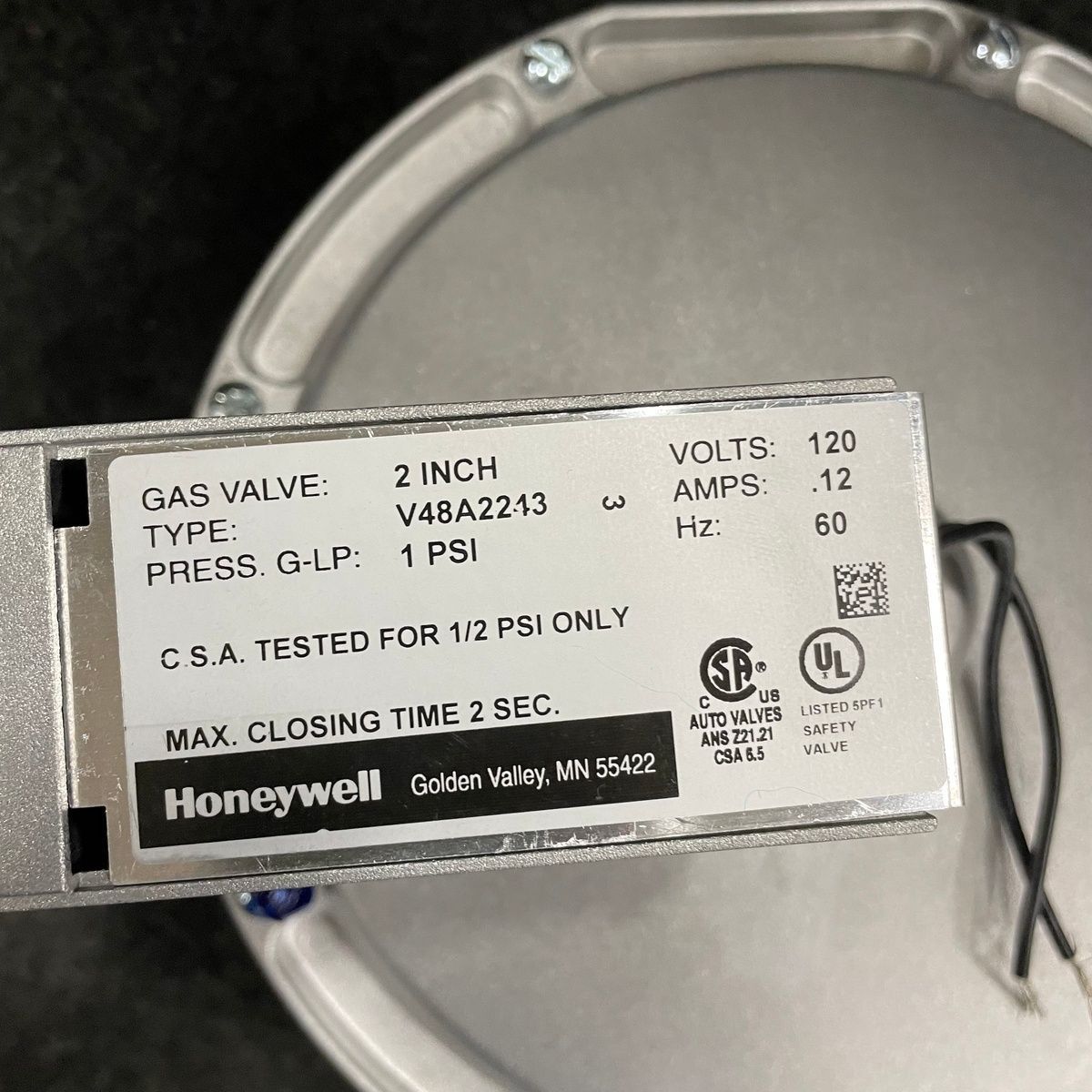 Honeywell V48A 2243 Diaphragm Gas Valve 120V 2" NPT - Photo 3