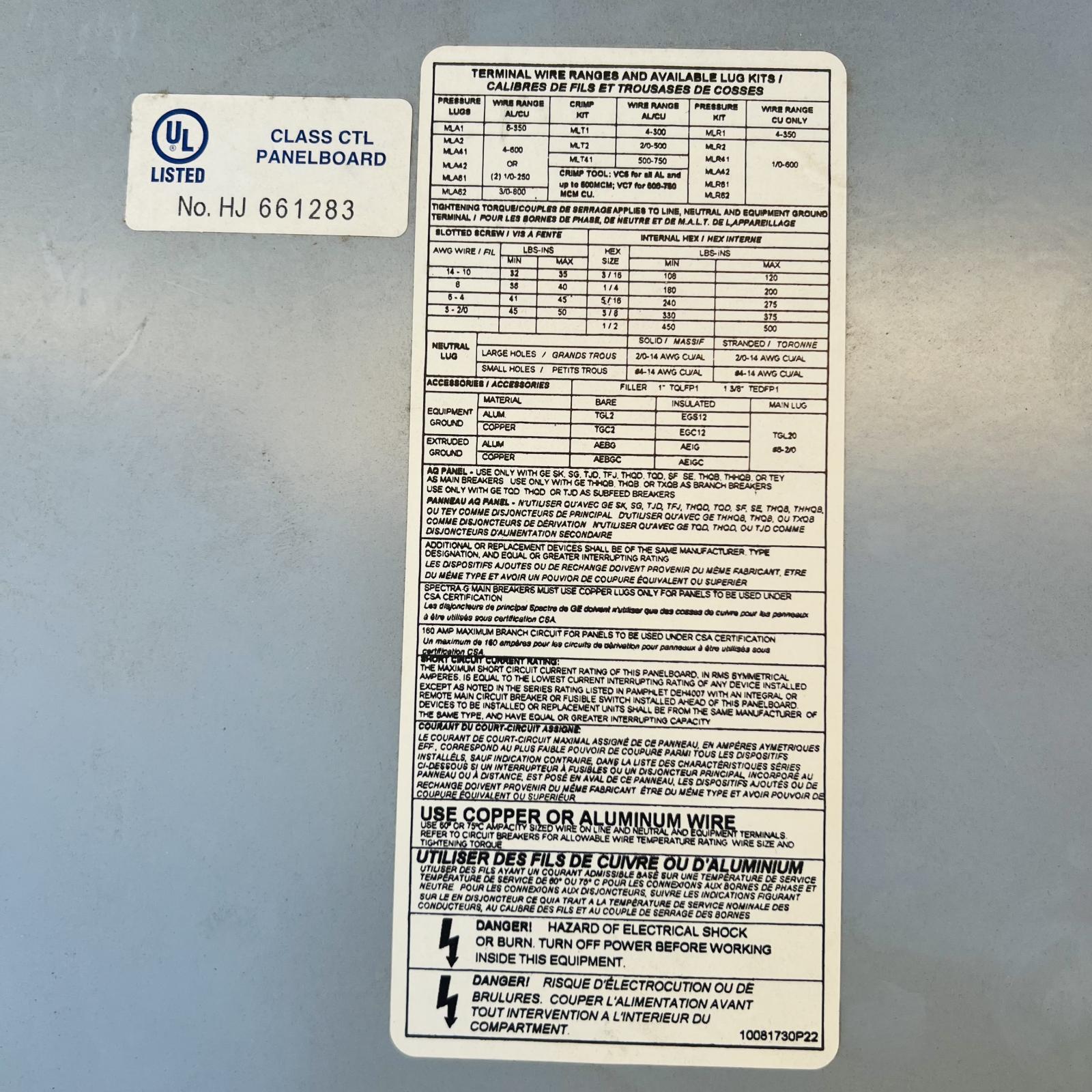 GE A Series II Panelboard AQF3422ABX 225A 208Y/120V 3PH - Photo 8