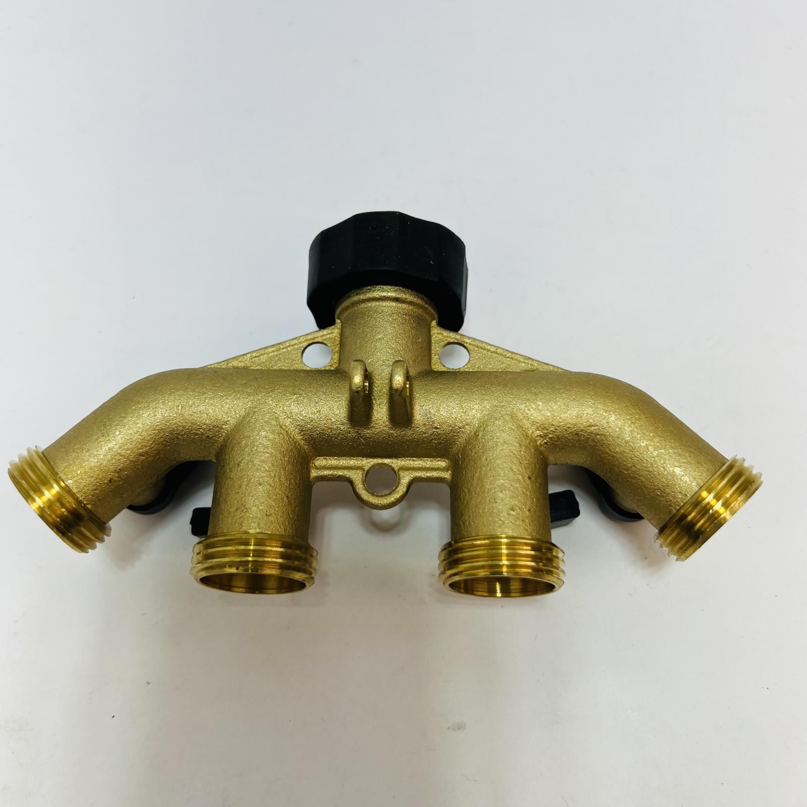 Brass 4 Way Garden Hose Splitter w/ Individual Valves - Photo 3