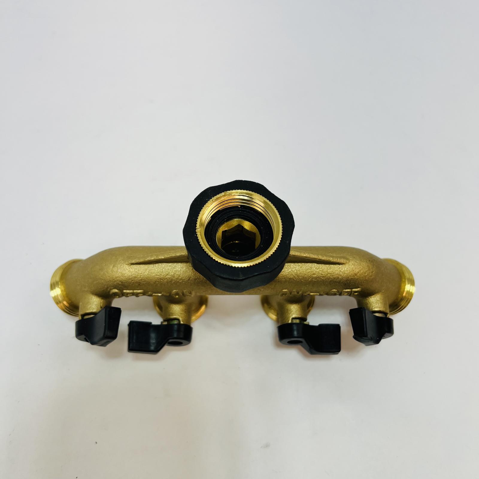 Brass 4 Way Garden Hose Splitter w/ Individual Valves - Photo 4