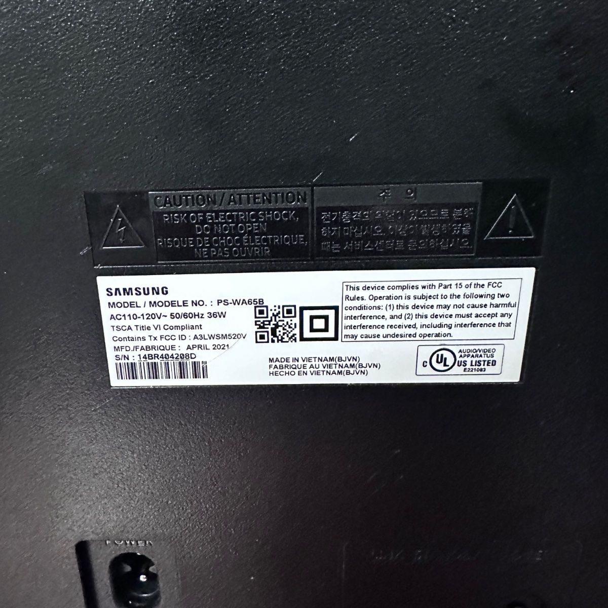 Samsung PS-WA65B Wireless Subwoofer Replacement for Samsung Soundbar - Photo 5