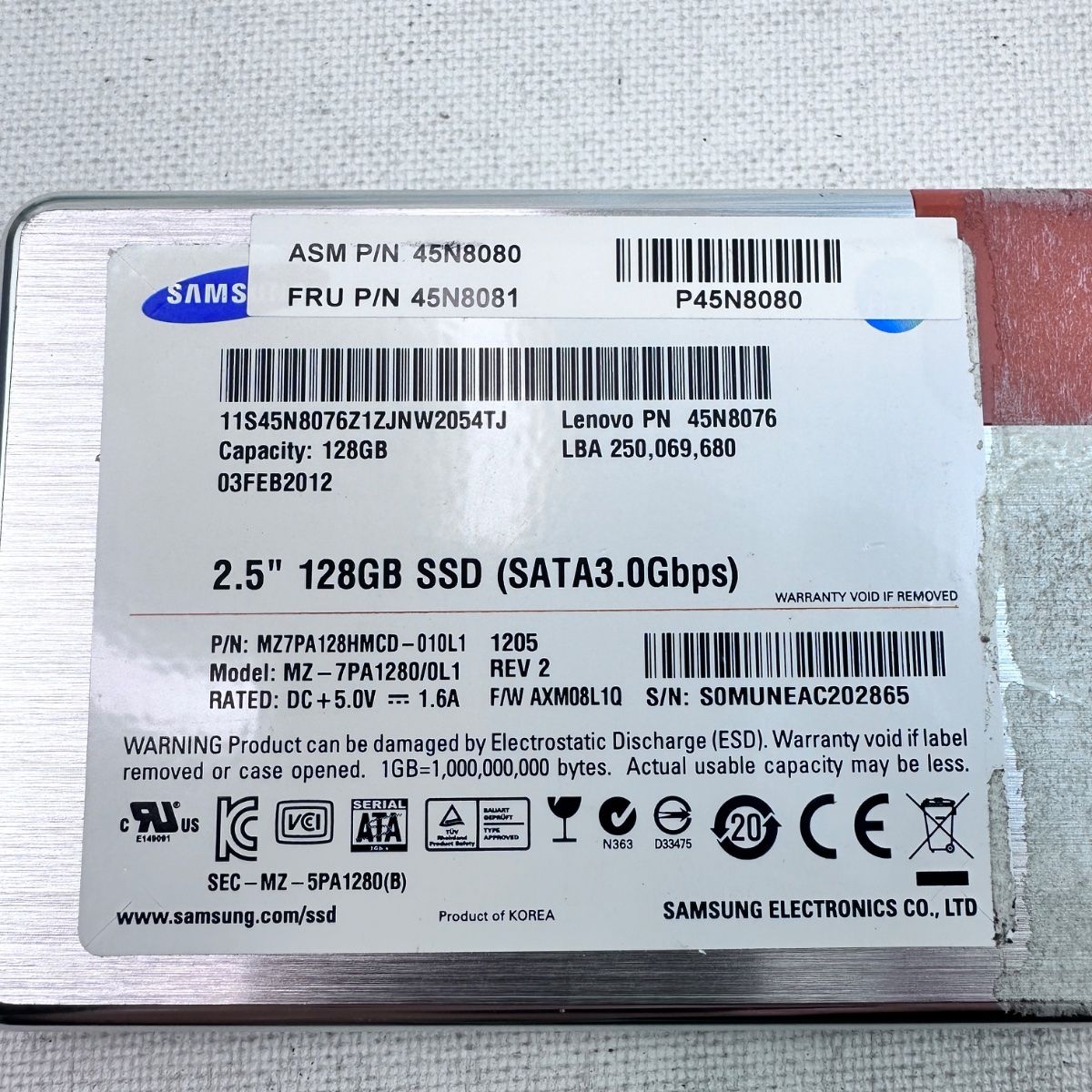 Samsung 128GB 2.5" SATA SSD for Lenovo ThinkPad 45N8080 45N8081 - Photo 3