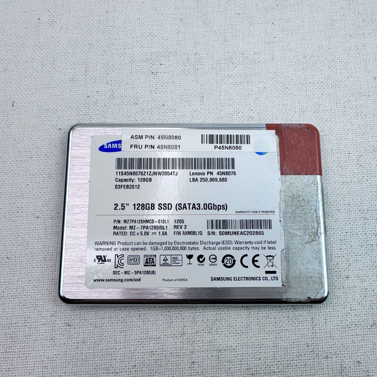 Samsung 128GB 2.5" SATA SSD for Lenovo ThinkPad 45N8080 45N8081 - Photo 2