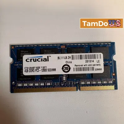 Crucial 4GB DDR3 1600MHz SO-DIMM Laptop Memory PC3-12800 at Computer Components & Parts in excellent condition