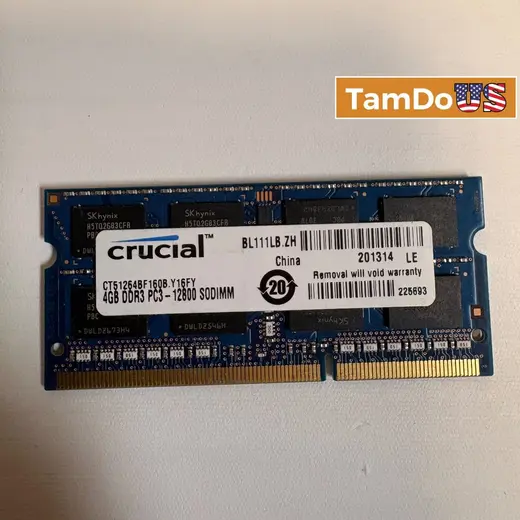 Crucial 4GB DDR3 1600MHz SO-DIMM Laptop Memory PC3-12800 at TamDoUS Taylorsville