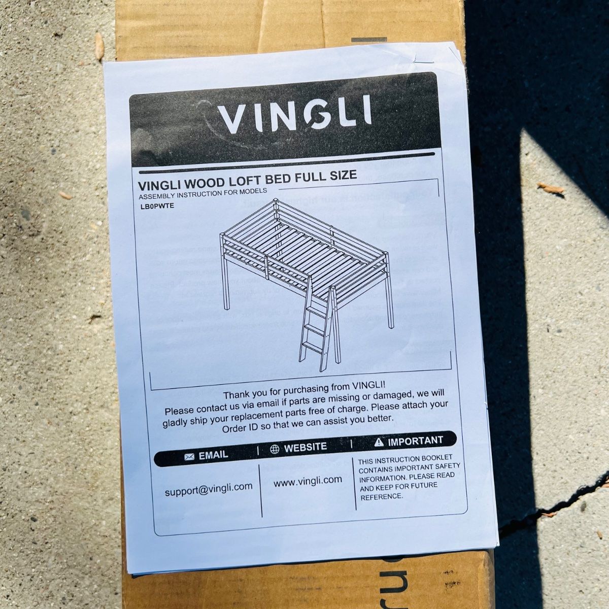 VINGLI Twin Loft Bed Solid Pine Wood White Finish, Ladder 350lb Capacity - Photo 3