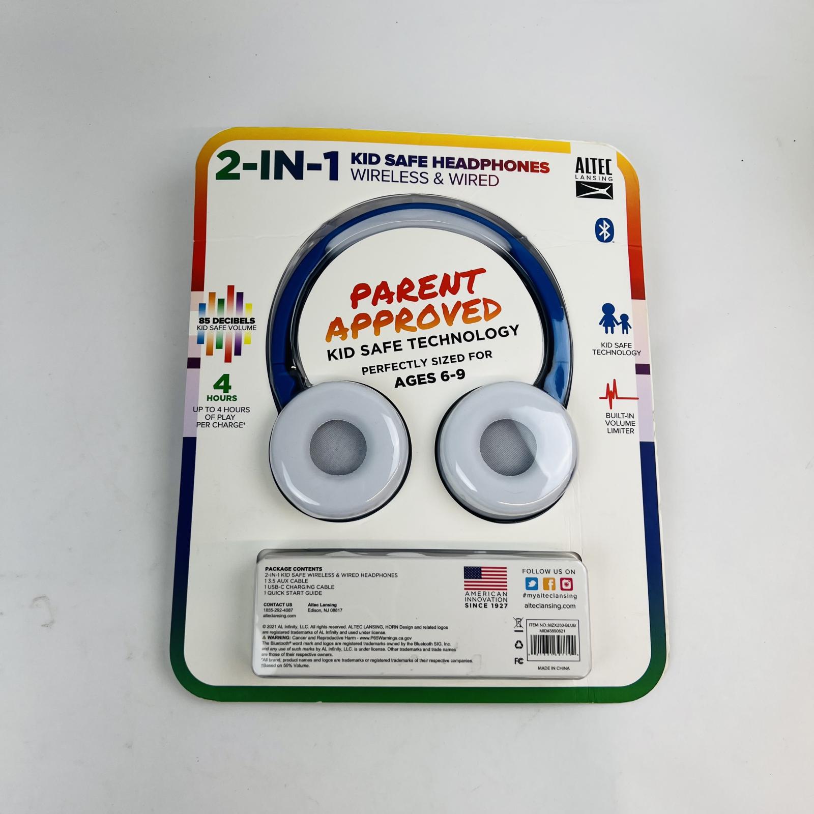 Altec Lansing Kids Safe Headphones 2-in-1 Wireless & Wired Blue - Photo 3