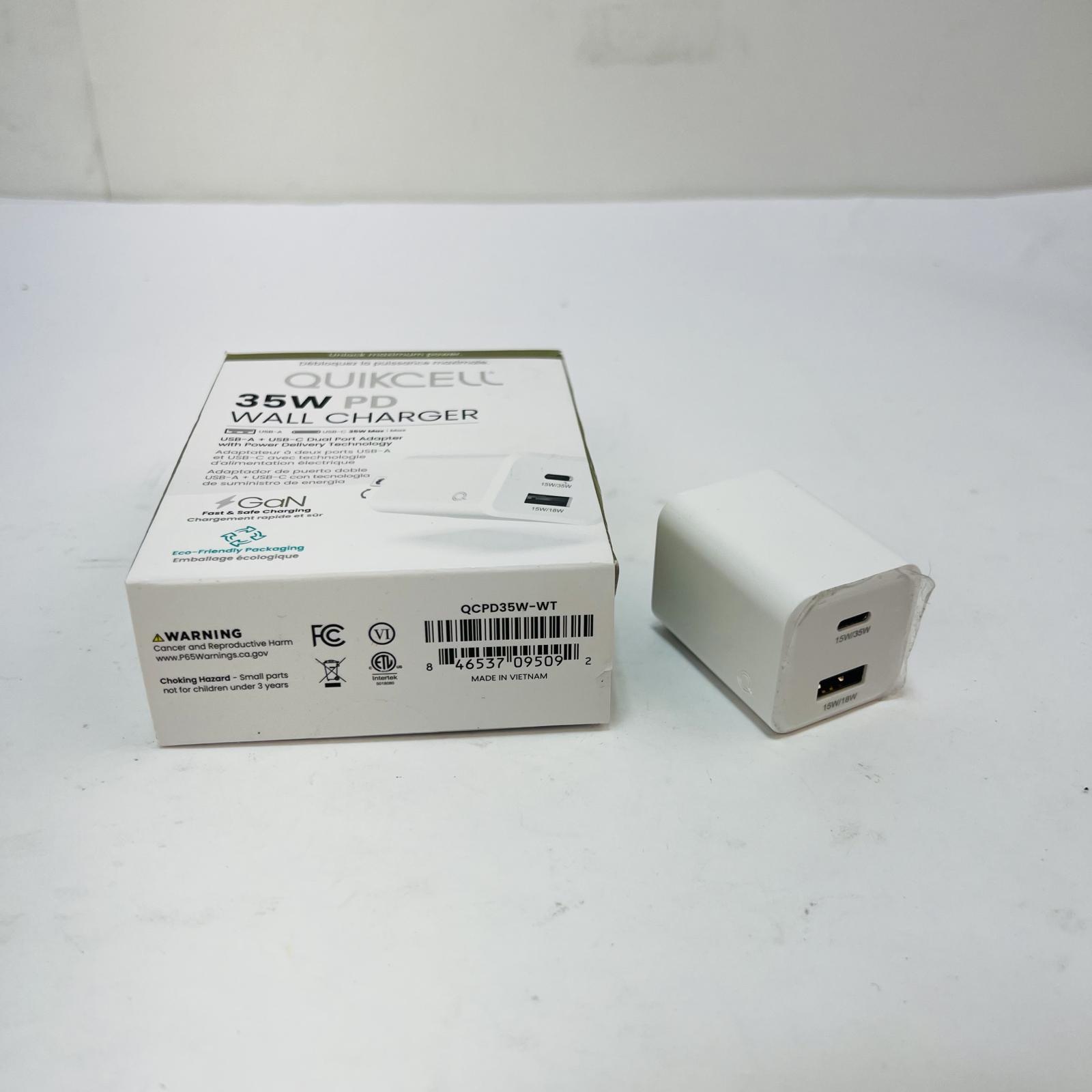 QuikCell 35W PD Wall Charger QCPD35W-WT USB-C + USB-A White - Photo 4
