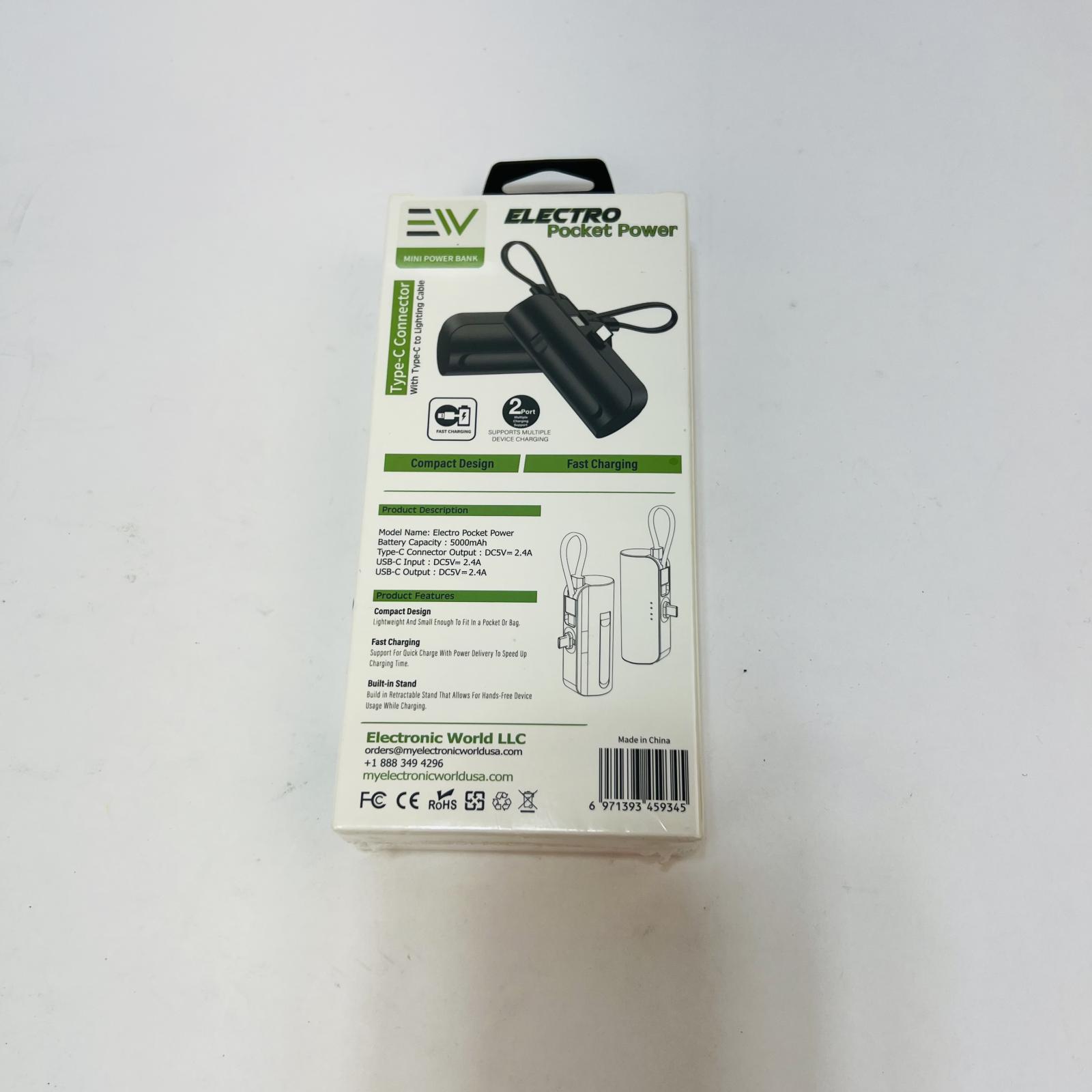 EV Electro Pocket Power 5000mAh Mini Power Bank USB-C Black - Photo 3