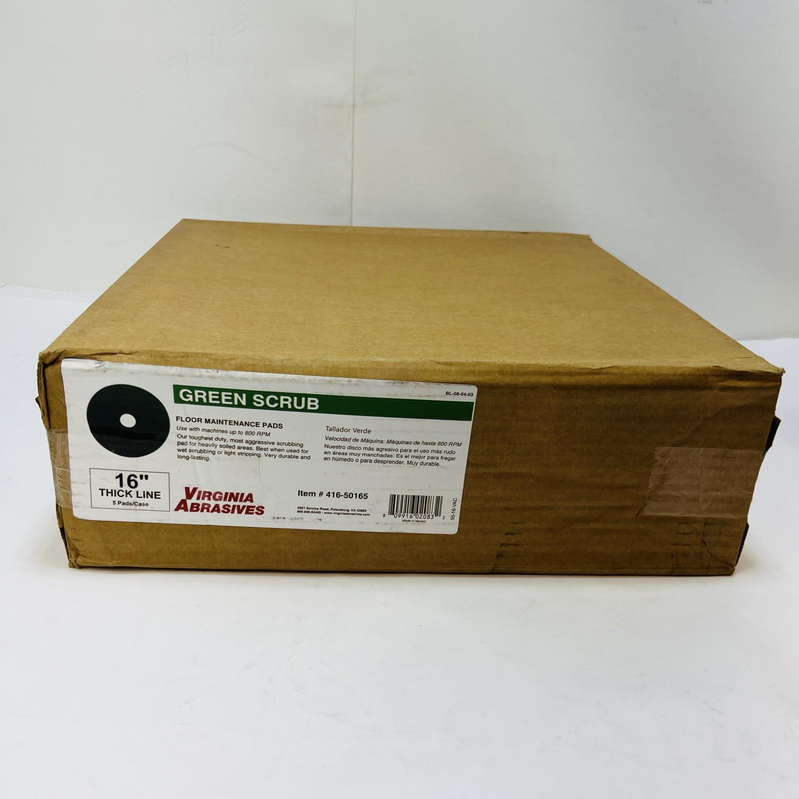 Virginia Abrasives 16" Green Scrub Floor Pads 5/Case - Photo 3