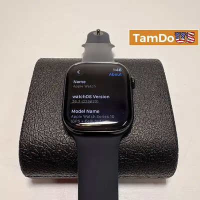 Apple Watch Series 10 (46mm, Cellular) Jet Black AL Case Black Sport Band M/L at Smart Watches in excellent condition