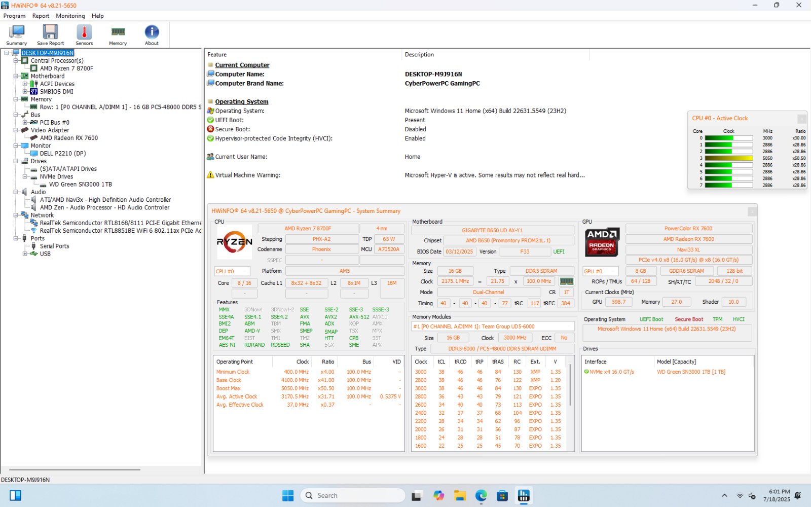 CyberPowerPC Gaming Desktop, Ryzen 7 8700F, 16GB DDR5, 1TB, RX 7600 8GB - Photo 10