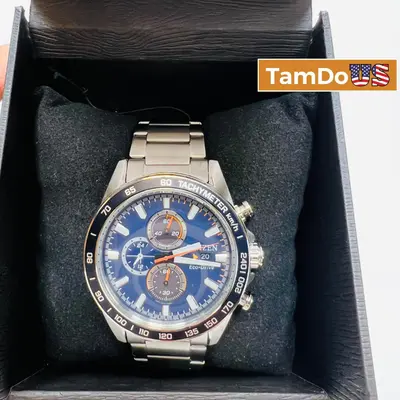 Citizen $599 Eco-Drive Chronograph Blue Dial Men's Watch 44mm Stainless Steel at Men's Jewelry in excellent condition