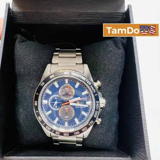 Citizen $599 Eco-Drive Chronograph Blue Dial Men's Watch 44mm Stainless Steel at TamDoUS Taylorsville