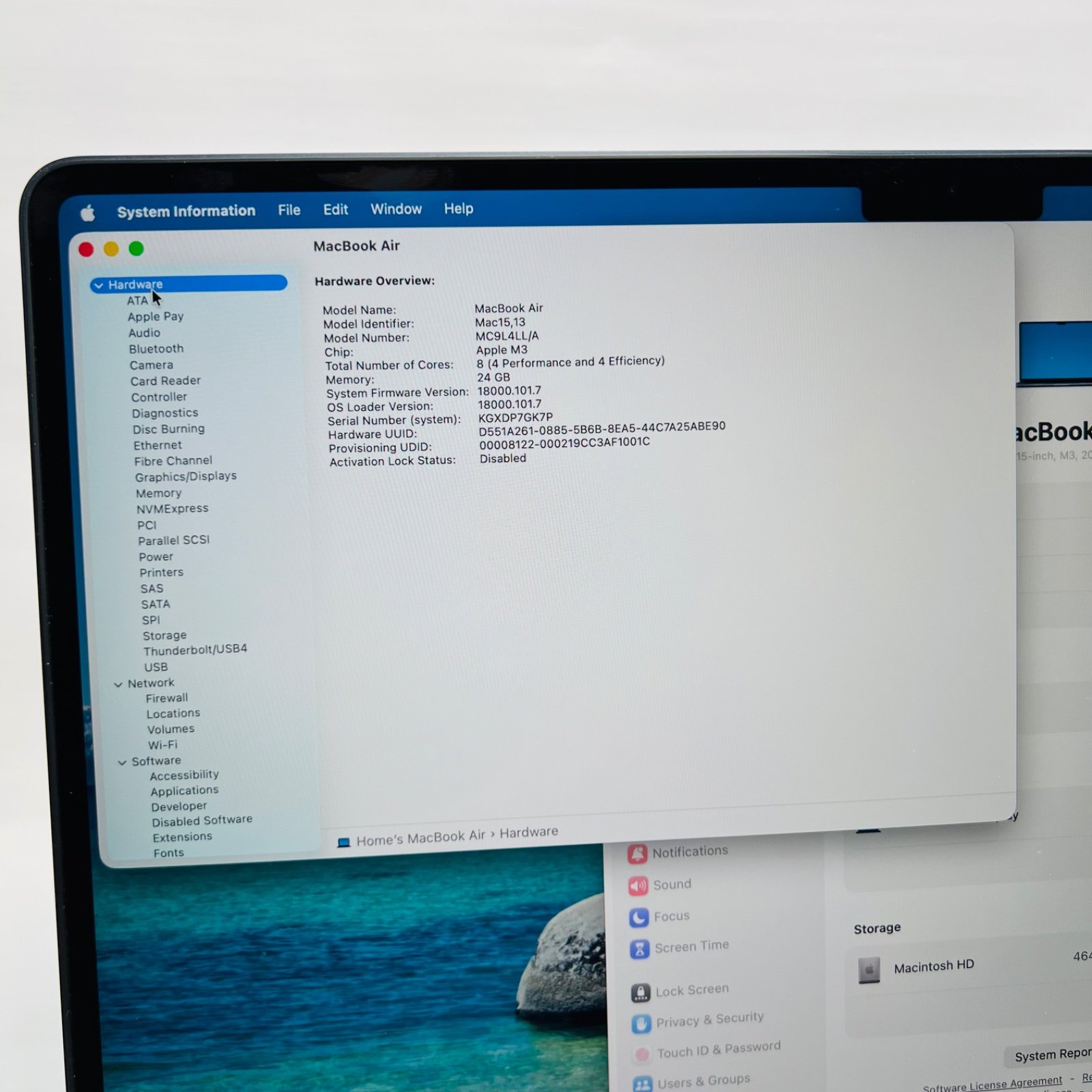 MacBook Air (15-inch, Apple M3) 10-C GPU, 24GB, 512GB SSD, Midnight - Photo 7